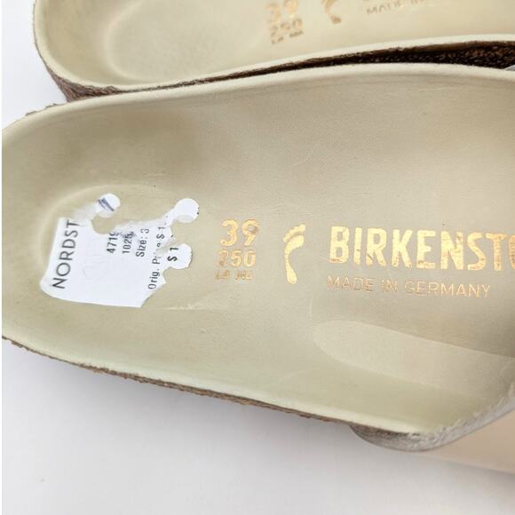 Birkenstock Madrid Big Buckle Natural Leather Patent High Shine Sandals USW8/M6 - Picture 7 of 13